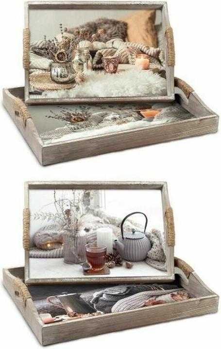 DKD Home Decor Tablettset Bunt 40 x 30 x 6 cm Holz MDF (2 Stück)