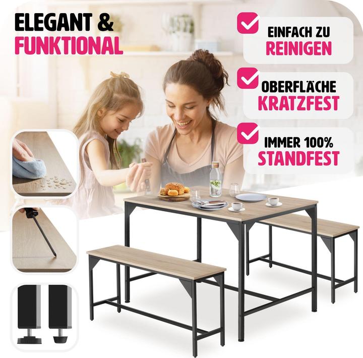 Actual product image tectake Dining table and benches Bolton (MDF)