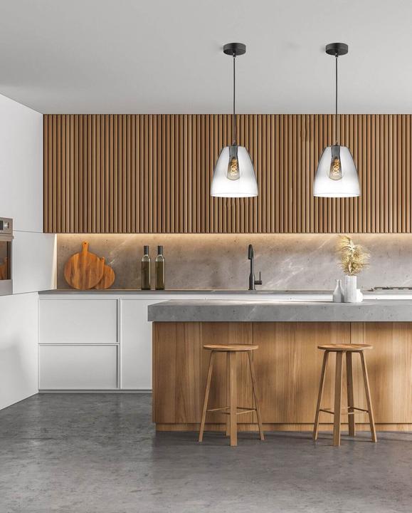 Fischer & Honsel Honsel pendant light Miro - sand black/smoke coloured glass (60840) (E27)