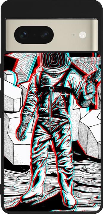 Actual product image PhoneLook Coque Silicone rigide noir Anaglyph Astronaut (Google Pixel 7)
