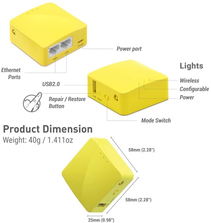 Immagine prodotto iNET Router da viaggio GL-MT300N-V2