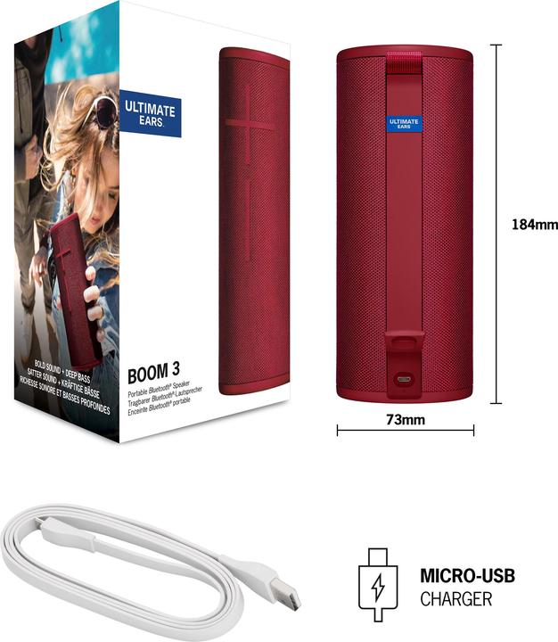 Produktbild UE Boom 3 (15 h, Akkubetrieb, Stromversorgung über USB)