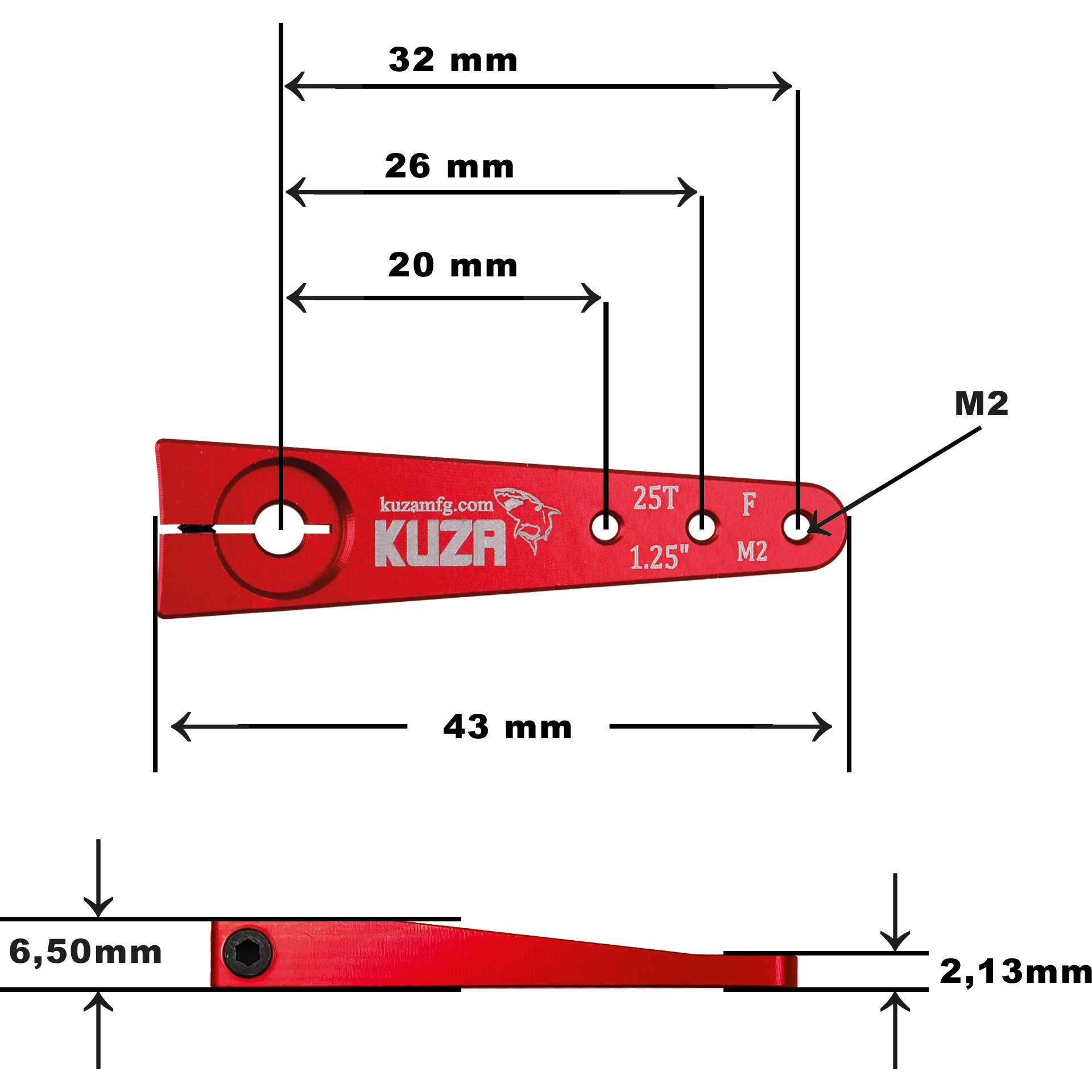 Thumbnail - Kuza Servohebel 1-Arm Futaba 25T 32/26/20mm 1.25" M2 Heavy Duty V2 Aluminium