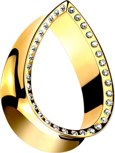 Actual product image Star Piercing Flared Tunnel gold plated drop with crystal silver (without brass)