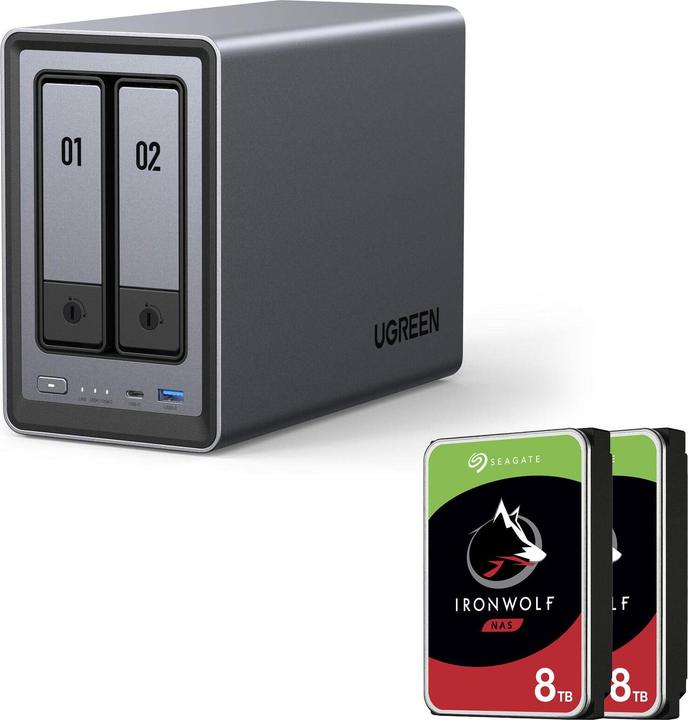 Actual product image Ugreen NASync DXP2800 NAS System 2-Bay + Seagate Festplatte (2 x 8 TB, Seagate Ironwolf)