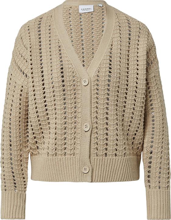 Produktbild Comma Strickjacke Cardigan aus Baumwollmix mit Lochmuster (M)