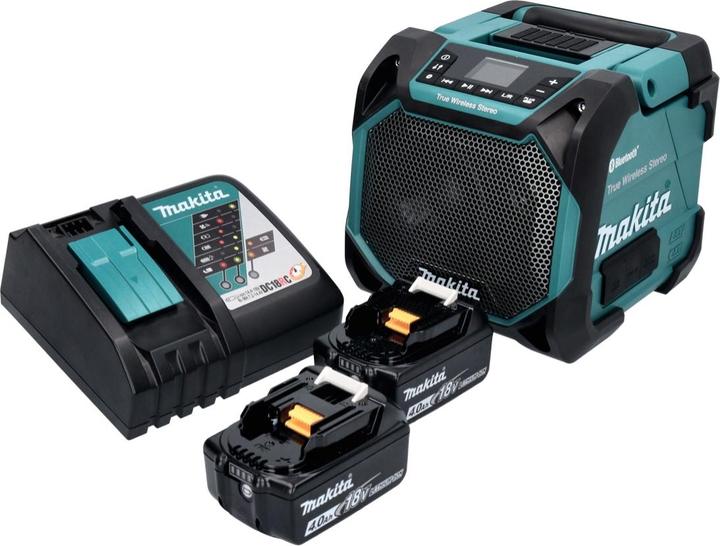 Produktbild Makita DMR 203 RM Bluetooth Lautsprecher 12 V 18 V IP64 + 2x Akku 4,0 Ah + Ladegerät (35 h, Akkubetrieb)