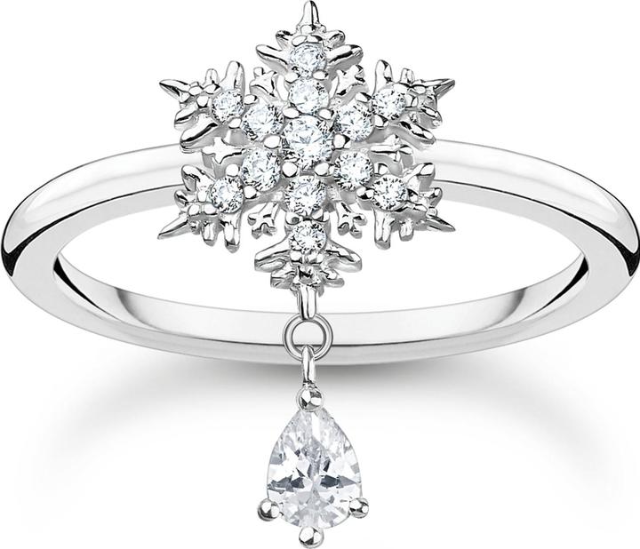 Produktbild Thomas Sabo Ring Schneeflocke mit Weissen Steinen Silber (54, 925 Silber)