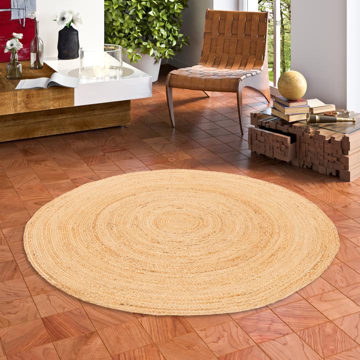 Actual product image Pergamon Naturfaser Teppich Jute Salsa Natur Rund (120 x 120 cm)