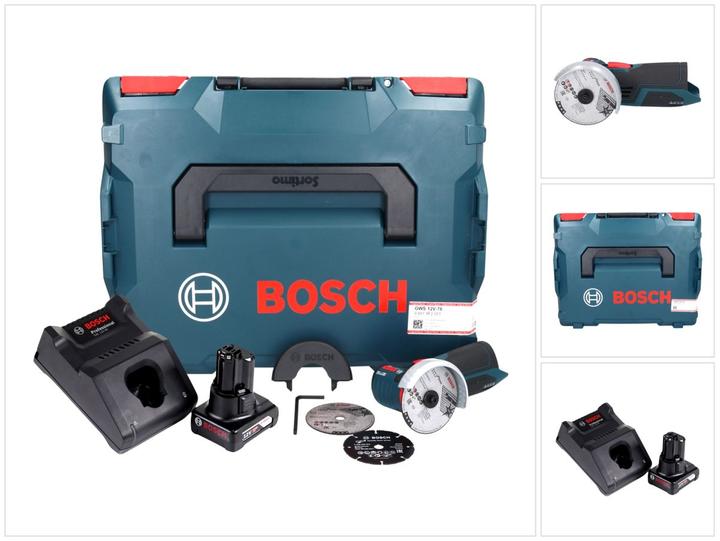 Immagine prodotto Bosch Professional GWS 12V-76 Professional Smerigliatrice angolare a batteria in valigetta L-Boxx + 1x Batteria G (76 mm)