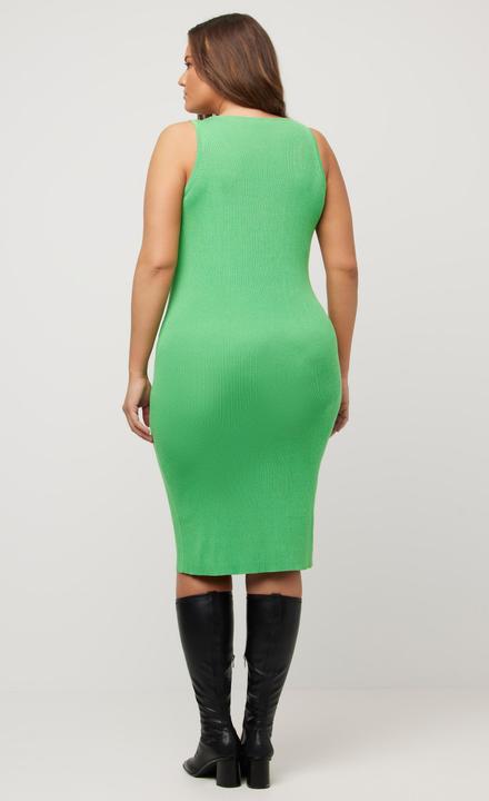 Produktbild Ulla Popken Strickkleid, Rippstrick, Slim, Midilänge, V-Ausschnitt, ärmellos (56)