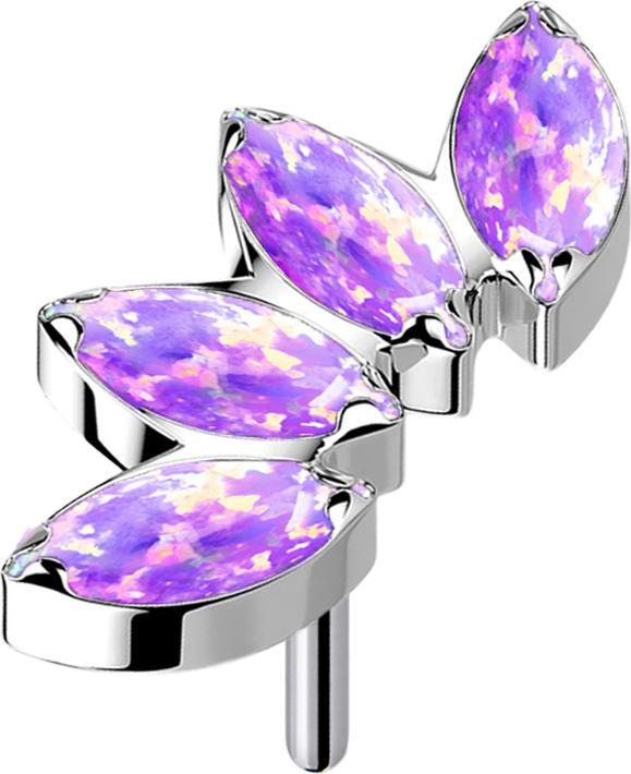Produktbild Star Piercing Threadless silber Fächer mit vier Opale violett (ohne Messing, Titan)