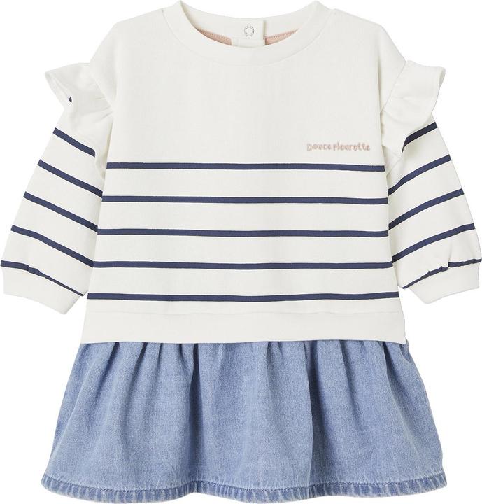 Actual product image Vertbaudet Mädchen 2-in-1-Kleid mit Streifen und Denim (92)
