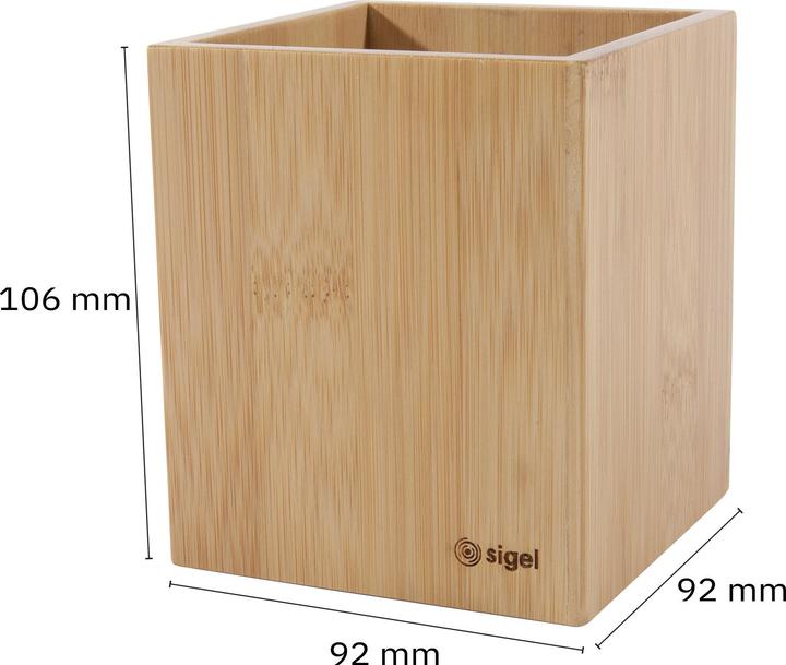 Actual product image Sigel Pencil Cup Eyestyle, bamboo nature, bamboo, 92x106x92 mm, 1 pc.