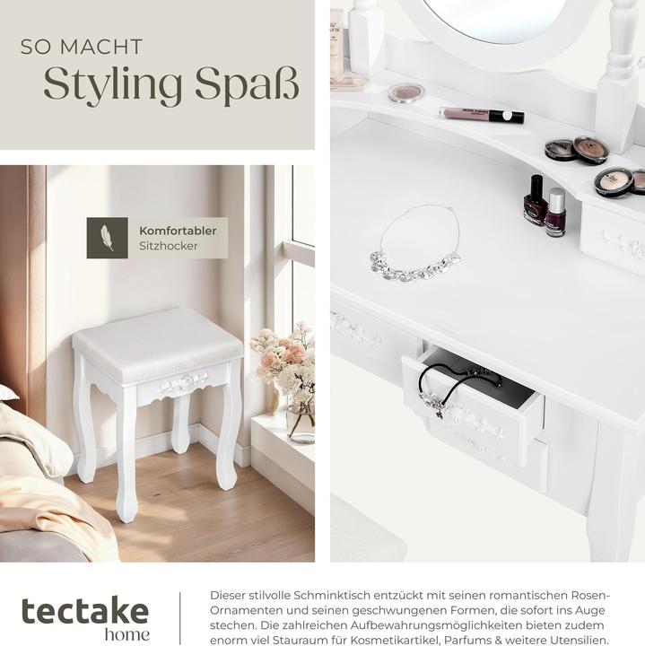 Image du produit tectake Coiffeuse (40 x 40 x 145 cm)