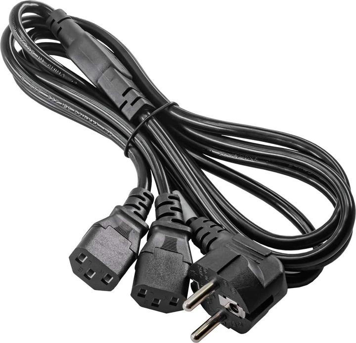 Produktbild Akyga Strom Anschlusskabel (1x Kaltgeräte-Buchse C13 - 2x Schutzkontakt-Stecker) (1.80 m)