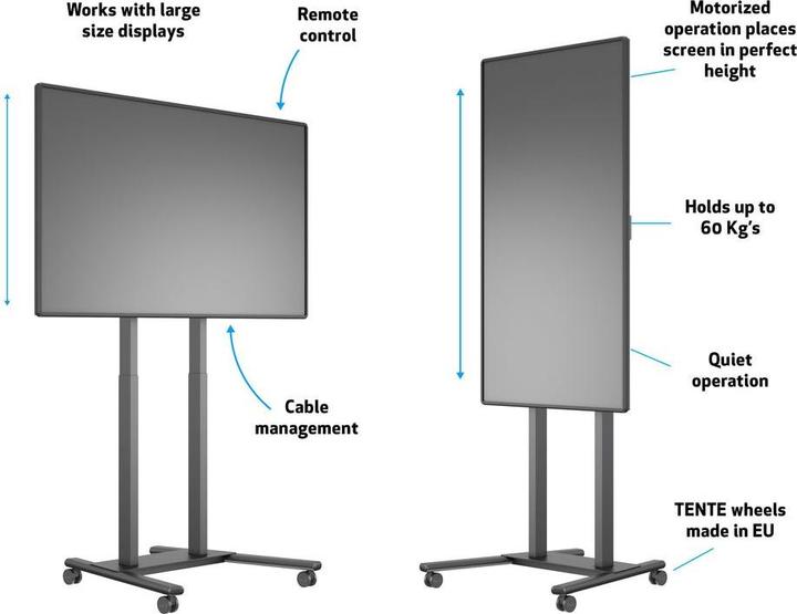 Produktbild Multibrackets Standfuss elektr, -90", max 60 kg, schwarz (60 kg, 37" - 90")