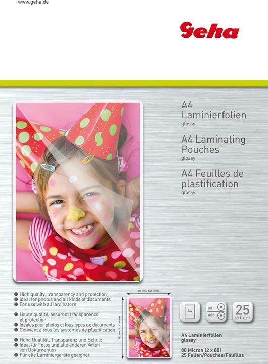 Actual product image Geha Laminating foil (A4, 25 Piece, 80 µm)