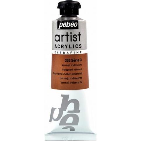 Pebeo, Künstlerfarbe + Bastelfarbe, Artist Acrylics Extrafein Acrylfarben (Vergoldetes Silber Irisierend, 37 ml)