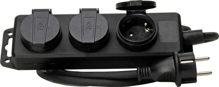 Productafbeelding Kopp 223003044 Meervoudige wandcontactdoos zonder schakelaar 3-voudig zwart beschermingscontact (3 x, CEE 7/3, 1.40 m)