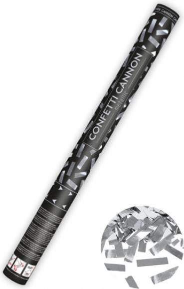 Actual product image Partydeco Confetti Cannon - 60cm - Metallic Tinsel - Silver (1 Piece)