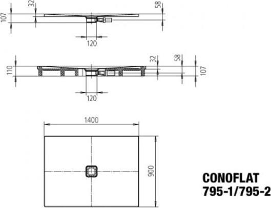 Image du produit Kaldewei Conoflat 795-2 90x140cm avec support polystyrène