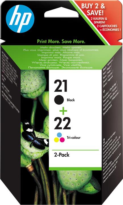 Produktbild HP 21/22 Combo Pack - 2er-Pack - Schwarz, Farbe (Cyan, Magenta, Gelb) (M, BK, C, Y)
