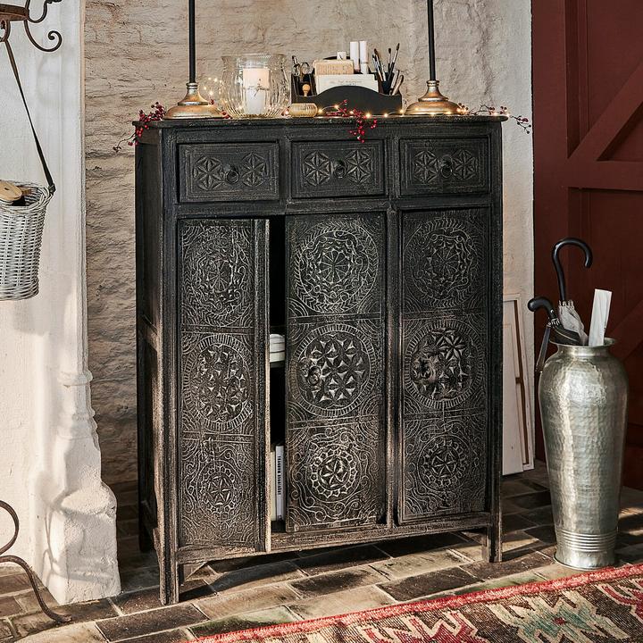 Image du produit Loberon Commode Dakota noir antique (95 x 41 x 122 cm)