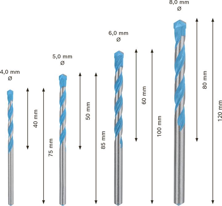 Image du produit Bosch Professional Zubehör EXPERT MultiConstruction CYL-9 Jeu de forets, 4/5/6/8 mm, 4 pcs. (4 - 8 mm)