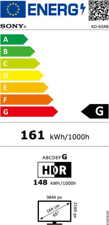 Etichetta energetica Sony KD65AG8 (65", OLED, 4K, 2019)