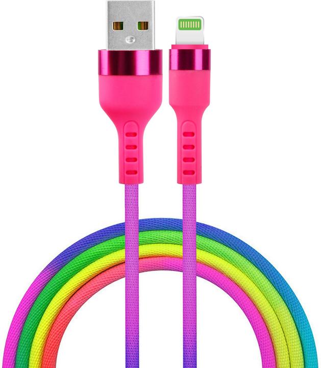 Produktbild Setty USB - Lightning Kabel 1,2 m 2,1A KNA-L-1.22.113 Regenbogen (1.20 m, 10.50 W)