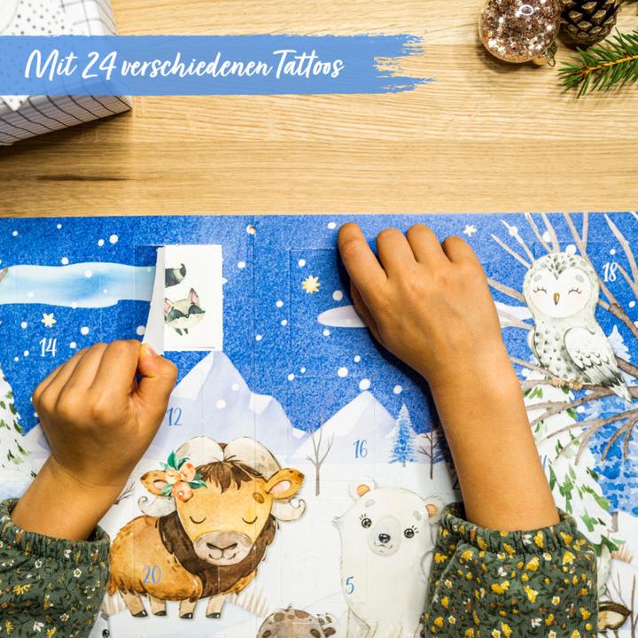 Actual product image Papierdrachen Tattoo Calendar - Winter Animals - Set 3