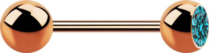 Produktbild Star Piercing Micro Barbell rosegold mit Kugel und Kugel Kristall aqua (ohne Messing, Chirurgenstahl 316L)