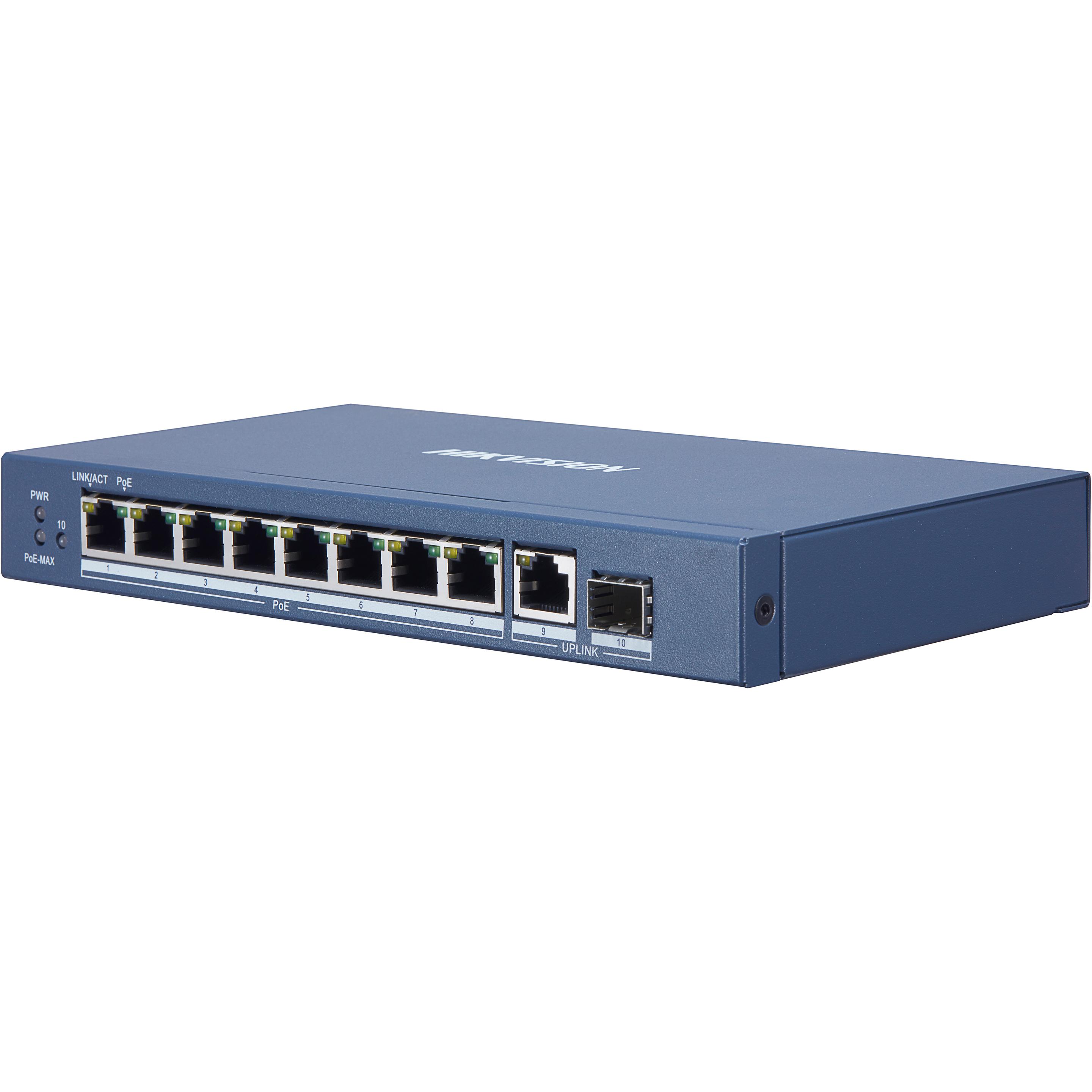 Thumbnail - Hikvision DS-3E0510P-E (9 Ports), Netzwerk Switch, Blau