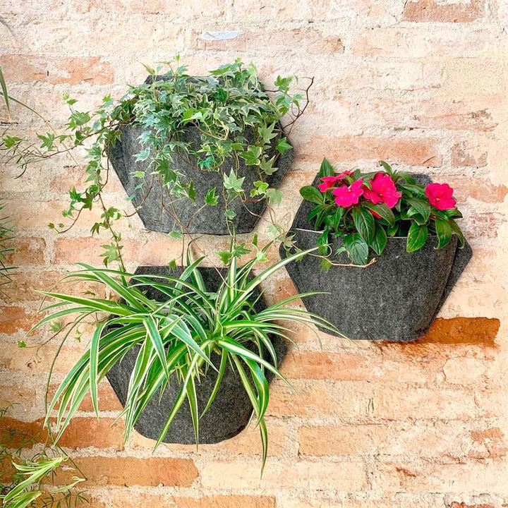Actual product image CitySens 3 Pack Wall Planters gray planter gray textile cover