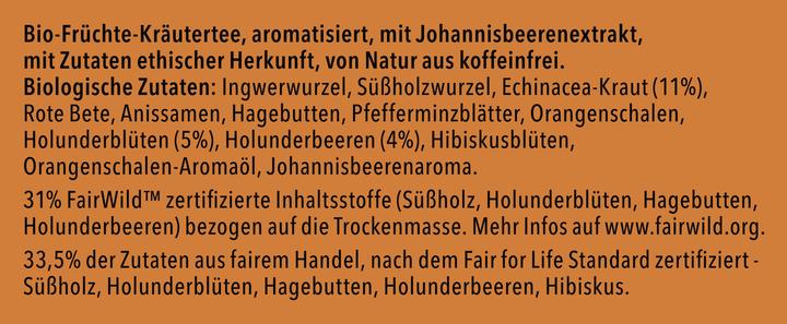 Nährwerte und Zutaten Pukka Holunderbeere & Echinacea (40 g)