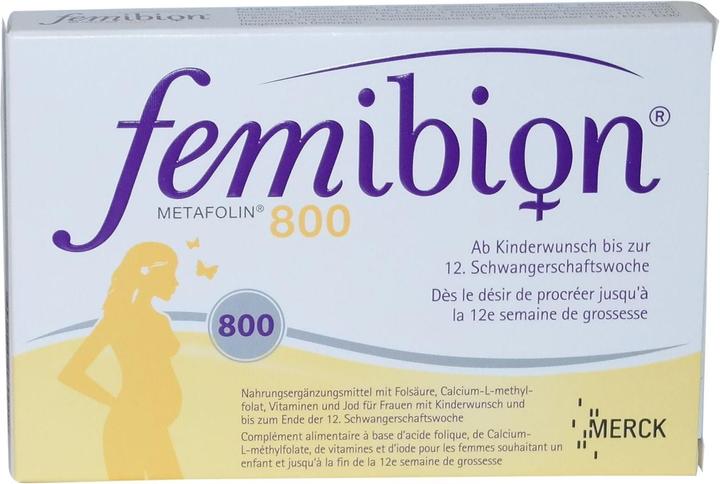 Actual product image Femibion 800 Folic acid plus (60 Piece, Pills, 58 g)