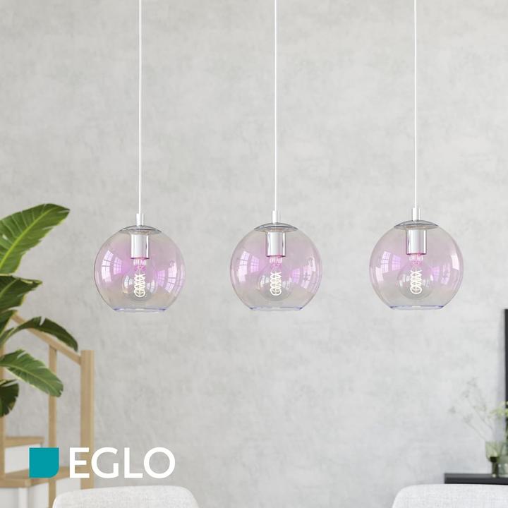 Actual product image EGLO Iridescent Three-Light Pendant Lamp with Rainbow Glass Balls (E27)