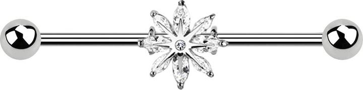 Immagine prodotto Star Piercing Barbell silber mit Schneestern (Ottone, Acciaio chirurgico 316L)