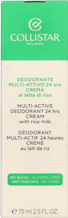 Energy Label Collistar Multi-Active Deodorant 24 H with Rice Milk (Crème, 75 ml)