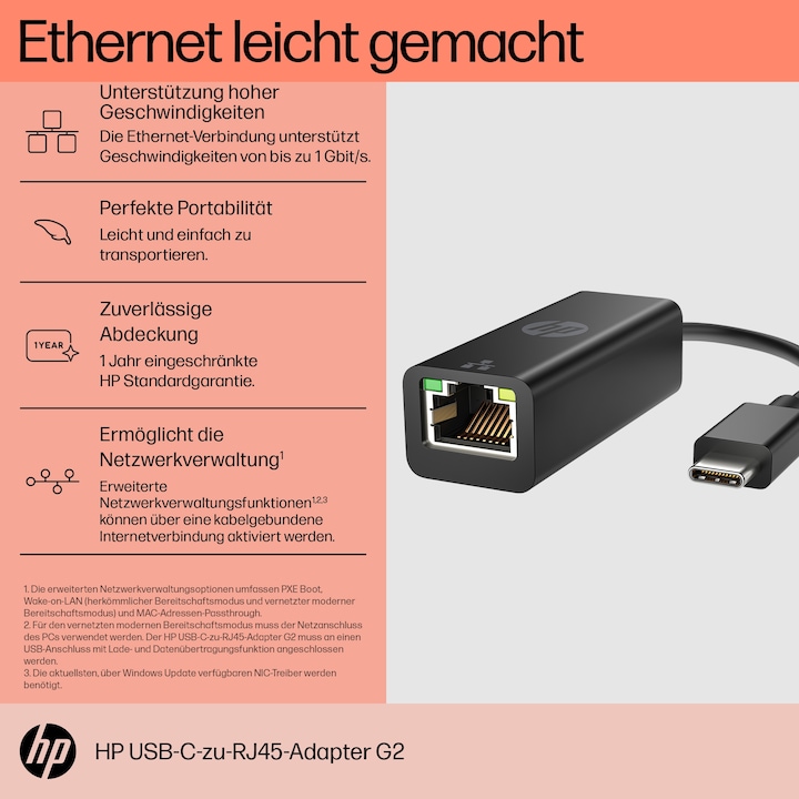 Productafbeelding HP USB Typ-C zu (USB-C, RJ45/LAN (1x))