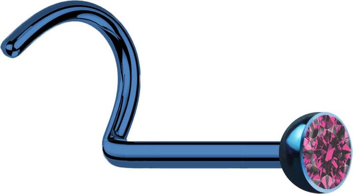 Image du produit Star Piercing Clous de nez courbes bleu foncé avec cristal rose (sans laiton, Acier chirurgical 316L)