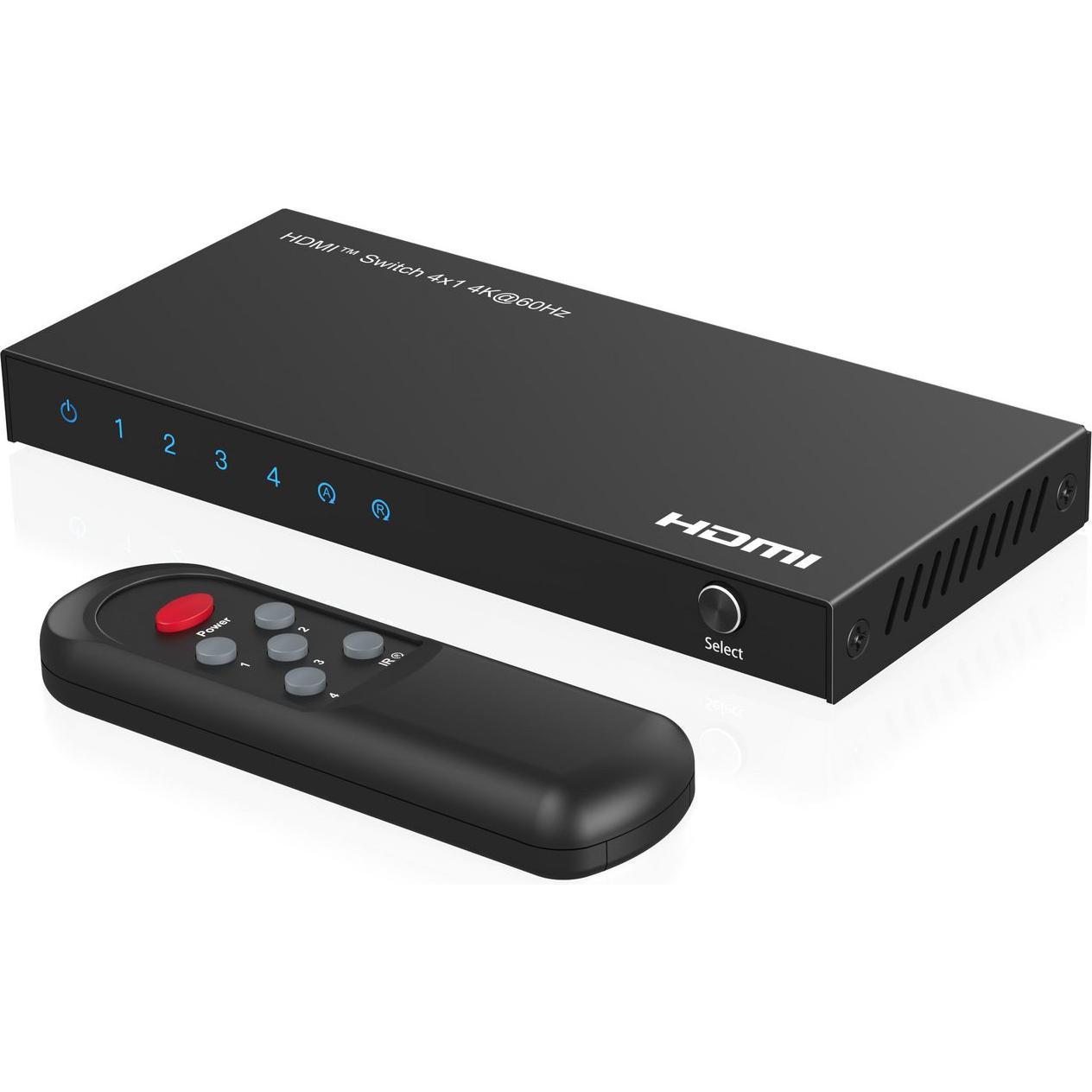 MicroConnect 4K@60Hz HDMI Switch 4x1, HDCP (MC-HDMISWITCH0401-4K)