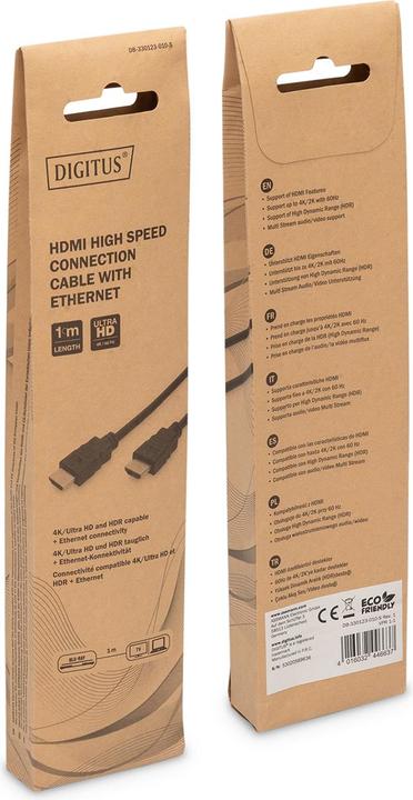 Produktbild Digitus HDMI (Typ A) — HDMI (Typ A) (1 m, HDMI, 2.0)