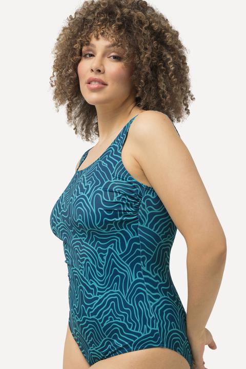 Image du produit Ulla Popken Maillot de bain sans bonnets souples, bande sous la poitrine, motif lignes (42, 44)