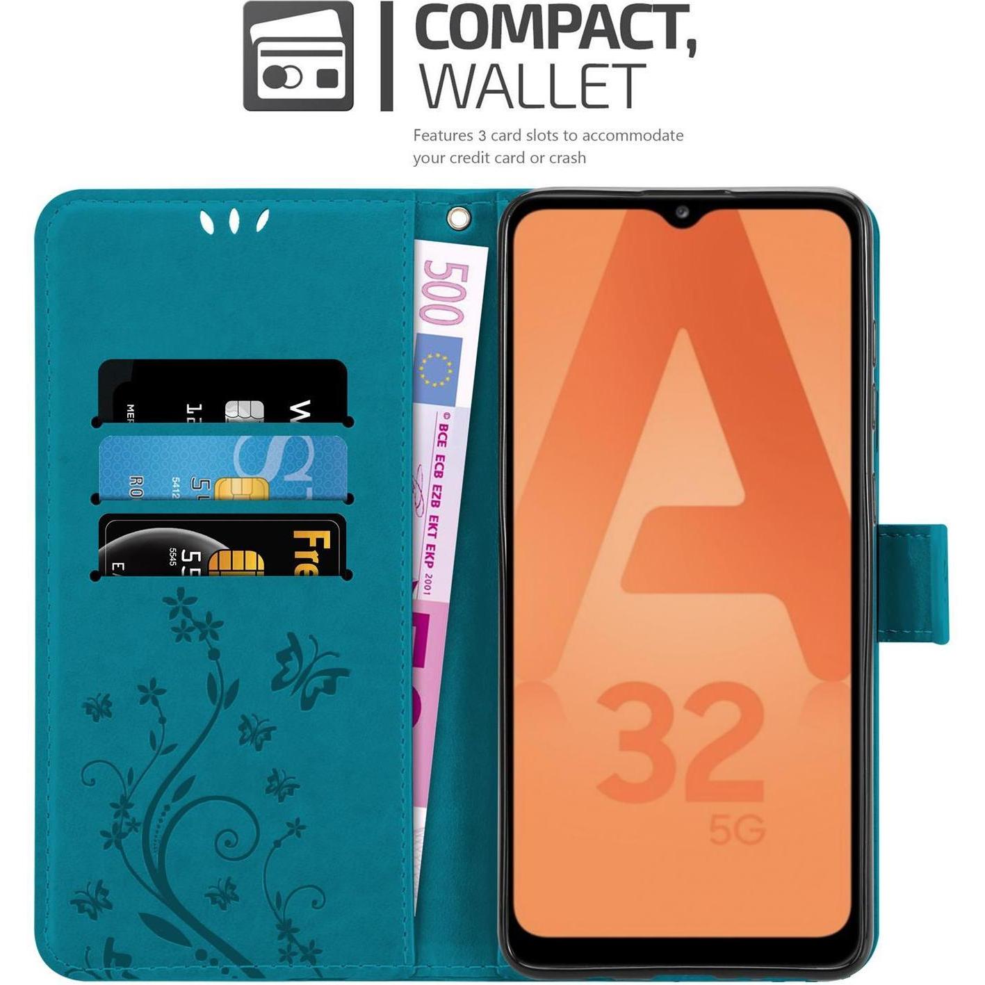 Thumbnail - Cadorabo Flower Book Hülle (Samsung Galaxy A32 5G), Smartphone Hülle, Blau