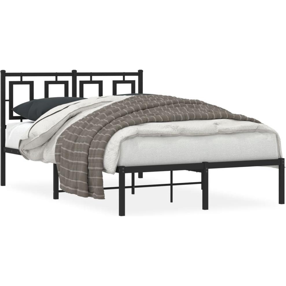 VidaXL, Bett, Bettgestell mit Kopfteil Metallbett Bett Doppelbett Schwarz 120x190cm (120 x 190 cm)