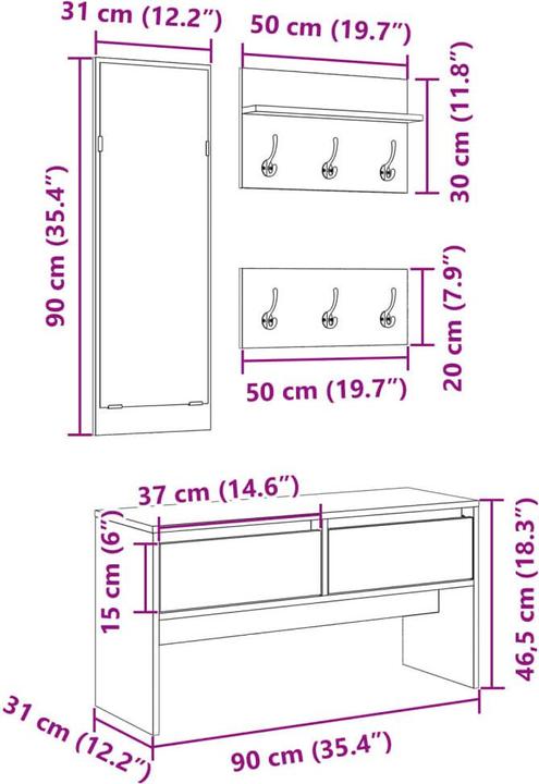 Actual product image vidaXL Garderobenset