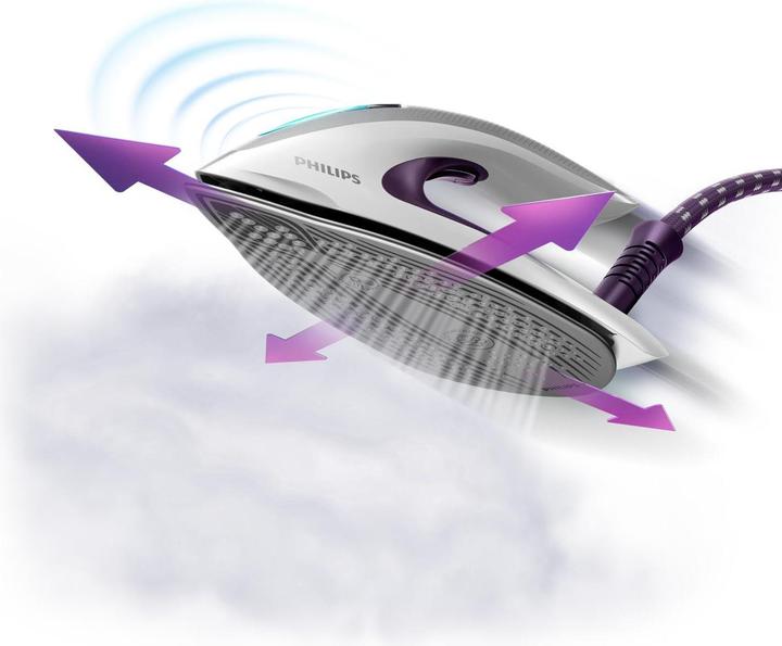Immagine prodotto Philips GC9660/30 stazione stirante a vapore con piastra T-ionicGlide Viola, Bianco (2700 W, 520 g/min)
