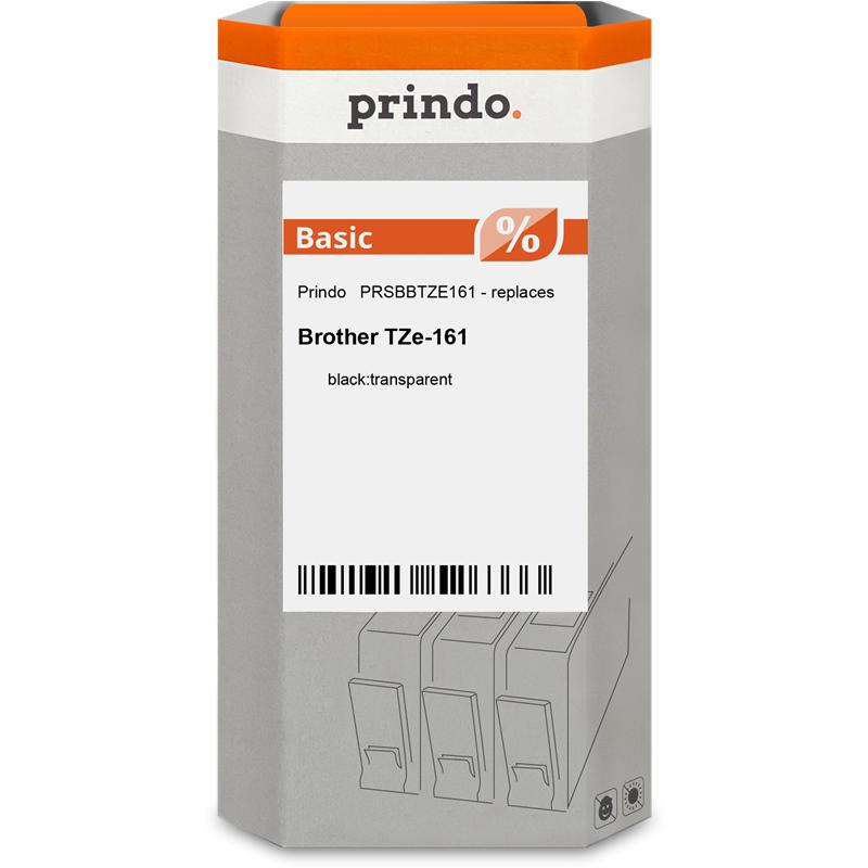 Prindo, Nastro di marcatura, Basic Ruban Noir sur incolore (PRSBBTZE161) (3.60 cm, Nero, Trasparente)